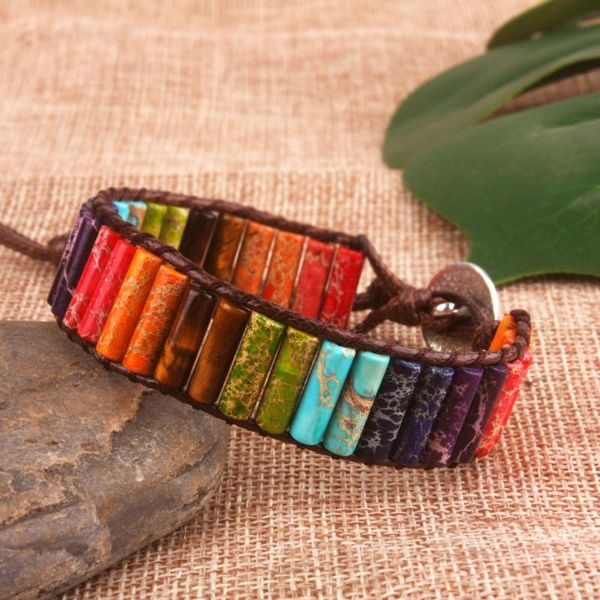 tennis design chakra jewelry handmade multicolor natural stone tube bead leather wrap bracelet couples creative gifts, Golden;silver
tennis design chakra jewelry handmade multicolor natural stone tube bead leather wrap bracelet couples creative gifts, Golden;silver