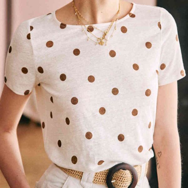 t shirt andre polka dot t shirt femme short sleeve round neck soft linen casual tee summer printed vintage tees women, White
t shirt andre polka dot t shirt femme short sleeve round neck soft linen casual tee summer printed vintage tees women, White