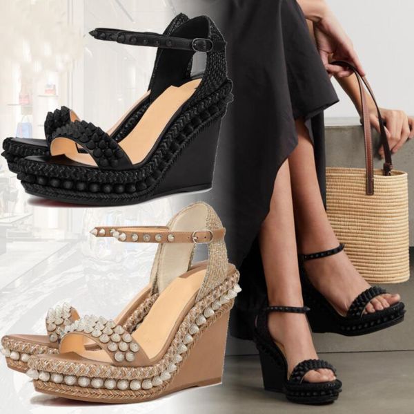 luxury ladies red bottom sandals cataclou wedge heels women platform & wedges sandalias cordorella lata ankle strap studs lady gladiator par, Black
luxury ladies red bottom sandals cataclou wedge heels women platform & wedges sandalias cordorella lata ankle strap studs lady gladiator par, Black