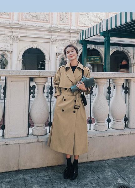 autumn winter women fashion with belt double breasted trench coat england style long sleeve pockets female outerwear overcoat, Tan;black
autumn winter women fashion with belt double breasted trench coat england style long sleeve pockets female outerwear overcoat, Tan;black