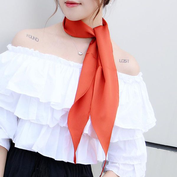 scarves seasons universal long strip scarf female solid color wild pointed triangle imitation silk korean decorative headscarf e92, Blue;gray
scarves seasons universal long strip scarf female solid color wild pointed triangle imitation silk korean decorative headscarf e92, Blue;gray