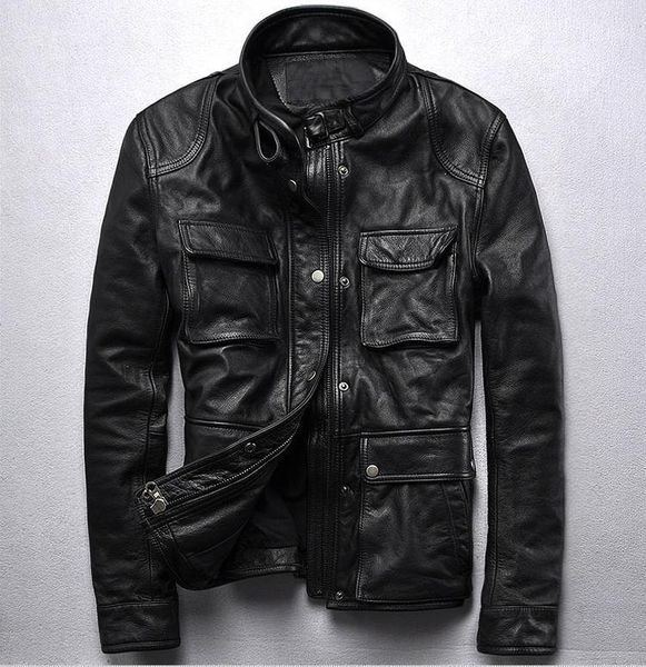 men's leather & faux genuine jacket youth style cowhide locomotive short coat stand collar slim autumn winter clothing black
men's leather & faux genuine jacket youth style cowhide locomotive short coat stand collar slim autumn winter clothing black