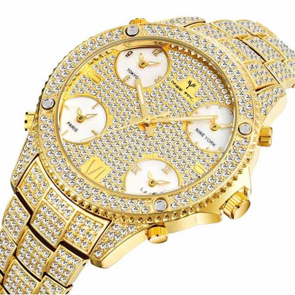 gold men iced out diamond large dial quartz watch hip hop stianless steel band waterproof fashion clock wristwatches, Slivery;brown
gold men iced out diamond large dial quartz watch hip hop stianless steel band waterproof fashion clock wristwatches, Slivery;brown