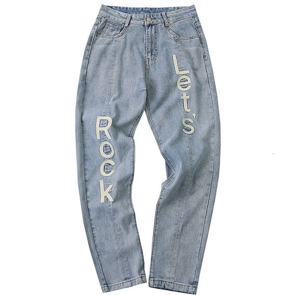 lets rock mens jeans letter embroidered light blue straight denim pants retro street style homme jeans
lets rock mens jeans letter embroidered light blue straight denim pants retro street style homme jeans