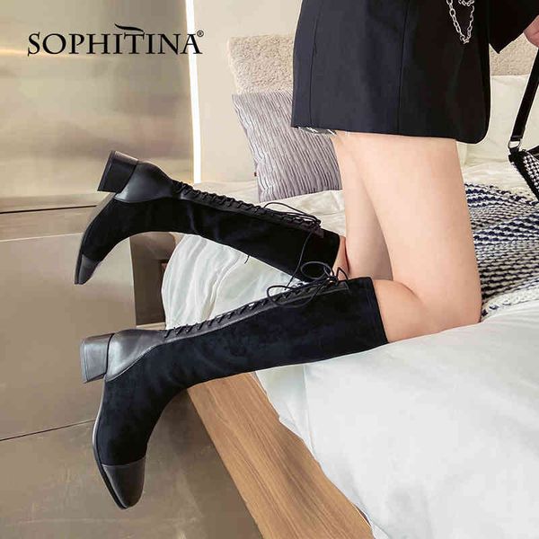 sophitina knee-high boots women fashion cross-tied patchwork slip-on shoes slim knitting spring autumn casual female shoes so833 210513, Black
sophitina knee-high boots women fashion cross-tied patchwork slip-on shoes slim knitting spring autumn casual female shoes so833 210513, Black