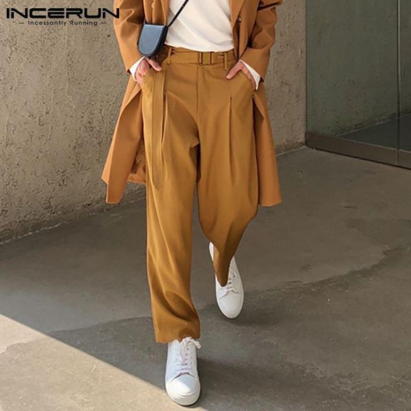men's pants fashion solid color men straight button streetwear pockets trousers with belt loose joggers 2021 casual pantalon incerun, Black
men's pants fashion solid color men straight button streetwear pockets trousers with belt loose joggers 2021 casual pantalon incerun, Black