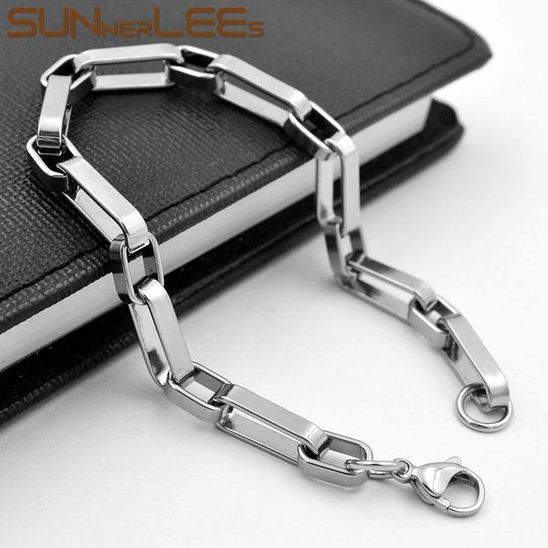 link, chain sunnerlees stainless steel bracelet 6mm geometric box link silver color men women jewelry gift sc199 b, Black
link, chain sunnerlees stainless steel bracelet 6mm geometric box link silver color men women jewelry gift sc199 b, Black
