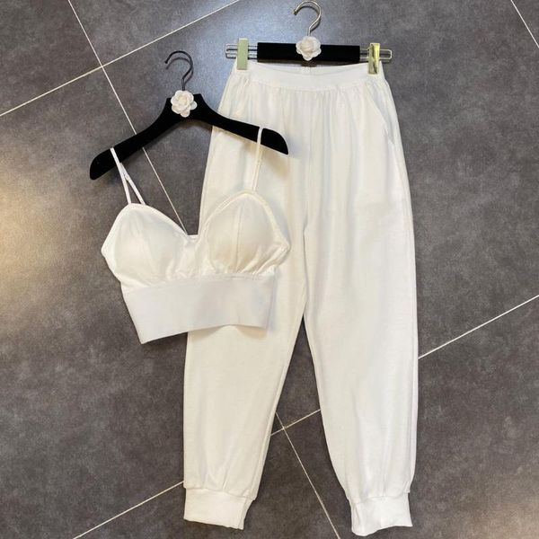 summer fashion casual straps white black vest high waist long pants two piece set women outfits women's
summer fashion casual straps white black vest high waist long pants two piece set women outfits women's