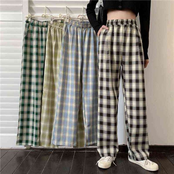 plaid pant's summer korean japanese loose thin wide leg versatile straight casual trend 211124, Black;white
plaid pant's summer korean japanese loose thin wide leg versatile straight casual trend 211124, Black;white