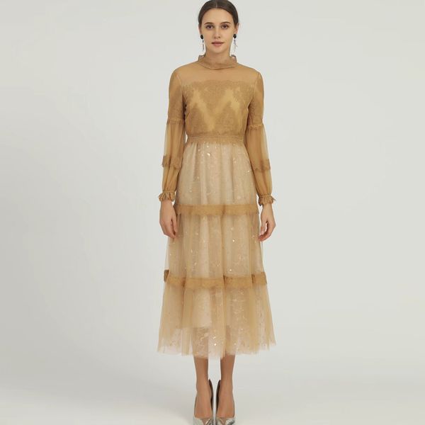 women's runway dress stand collar long sleeves patchwork sequined embroidery fashion designer prom dresses, Black
women's runway dress stand collar long sleeves patchwork sequined embroidery fashion designer prom dresses, Black