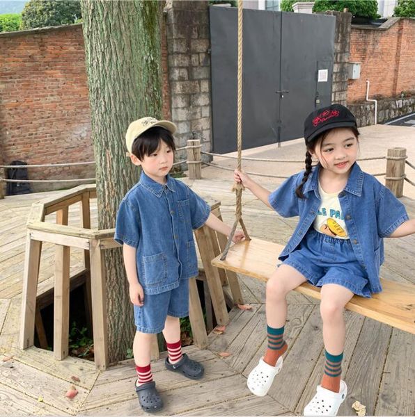 clothing sets 2021 korea style girls boys 2 pcs set denimshirt+shorts summer cotton kids suit 2-7 years yu165, White
clothing sets 2021 korea style girls boys 2 pcs set denimshirt+shorts summer cotton kids suit 2-7 years yu165, White