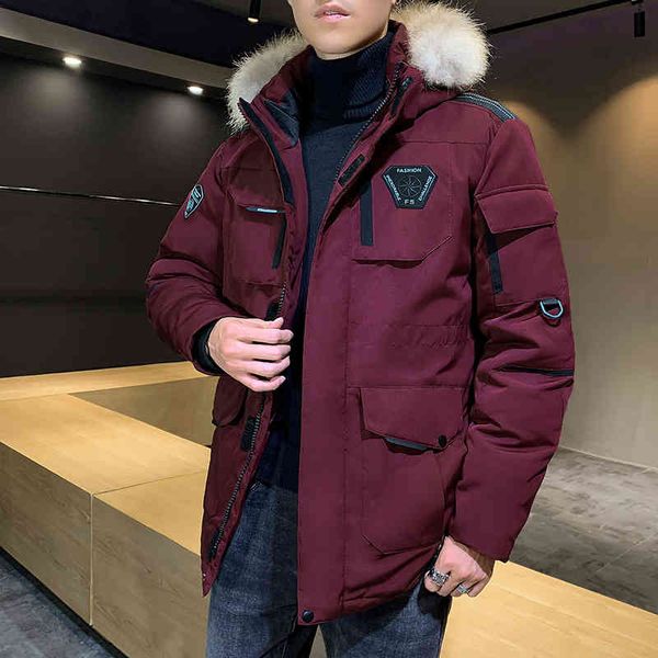warm down white duck parka mens winter jacket multi-pockets hooded male casual fur trim men's mid-length coat jaquetas, Black
warm down white duck parka mens winter jacket multi-pockets hooded male casual fur trim men's mid-length coat jaquetas, Black