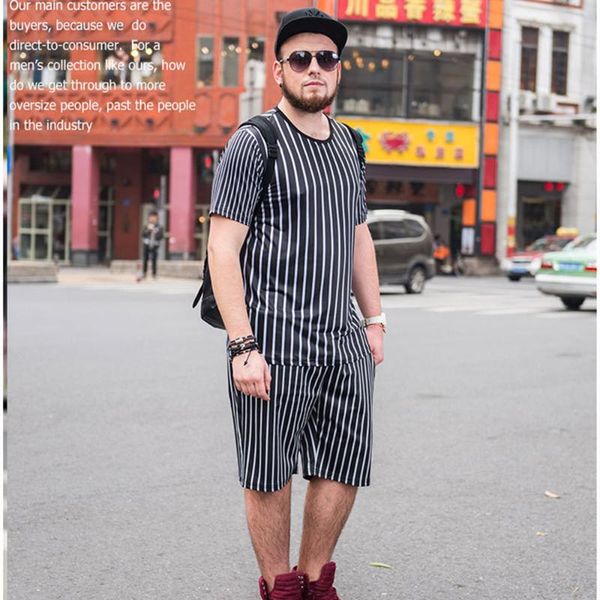 men's tracksuits summer stripe sports suit fitness running training outdoor leisure beach short sleeves + jogging shorts large size set, Gray
men's tracksuits summer stripe sports suit fitness running training outdoor leisure beach short sleeves + jogging shorts large size set, Gray