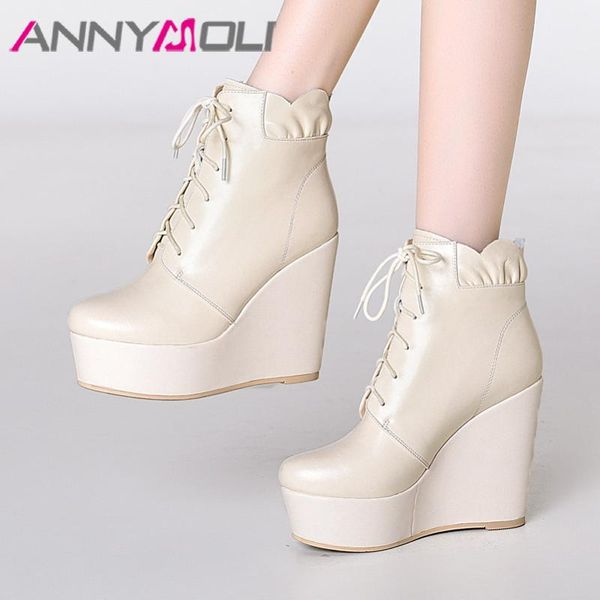 boots annymoli winter ankle women natural genuine leather platform wedge heel short lace up super high shoes lady 39, Black
boots annymoli winter ankle women natural genuine leather platform wedge heel short lace up super high shoes lady 39, Black