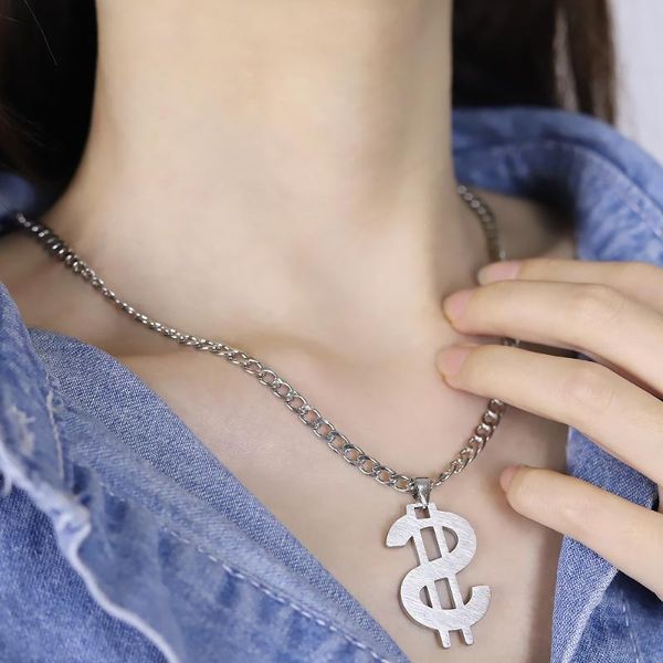 pendant necklaces trend ins style hip hop jump di hiphop personality titanium steel long dollar sign men and women cuban punk necklace, Silver
pendant necklaces trend ins style hip hop jump di hiphop personality titanium steel long dollar sign men and women cuban punk necklace, Silver
