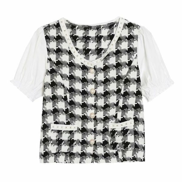 women's blouses & shirts 2021 summer women checkered shirt buttoned short sleeve chic lady fashion casual clothes, White
women's blouses & shirts 2021 summer women checkered shirt buttoned short sleeve chic lady fashion casual clothes, White