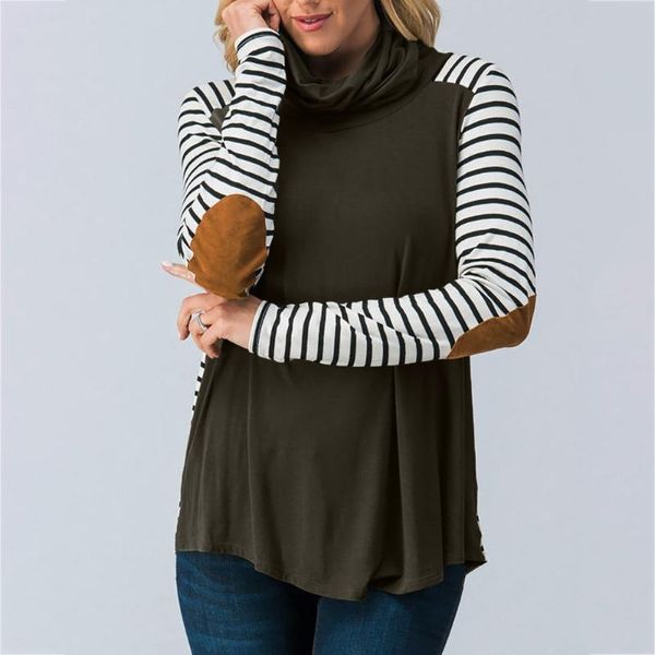 women's t-shirt women fashion casual autumn stripe print patchwork turtleneck leisure long sleeve slim lady #45, White
women's t-shirt women fashion casual autumn stripe print patchwork turtleneck leisure long sleeve slim lady #45, White