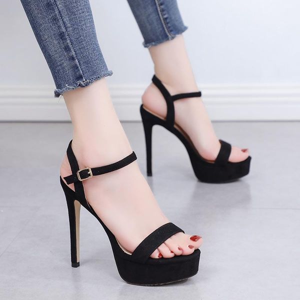 dress shoes concise platform party club sandals for women ankle strap solid super high heel buckle front rear, Black
dress shoes concise platform party club sandals for women ankle strap solid super high heel buckle front rear, Black