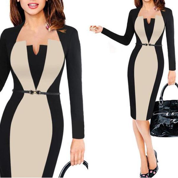 work dresses one piece dress suit 2021 women retro contrast patchwork belt wear business vestidos ladies office bodycon pencil female, White;black
work dresses one piece dress suit 2021 women retro contrast patchwork belt wear business vestidos ladies office bodycon pencil female, White;black