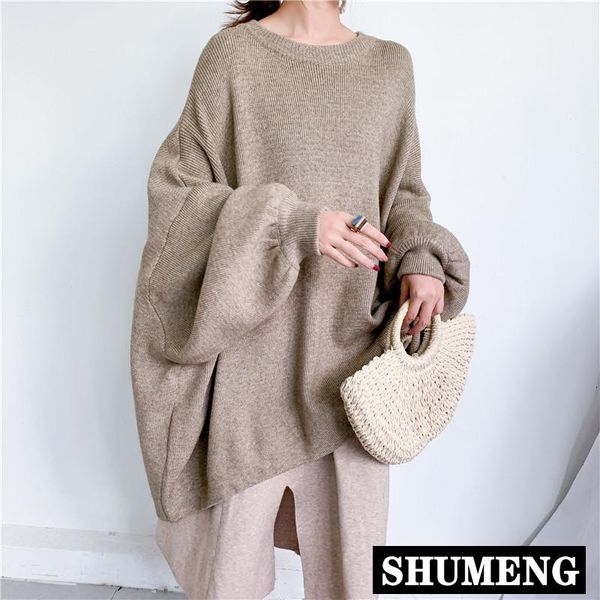 women's sweaters 2021 autumn winter fashion solid color round neck pullover knitwear bat sleeve oversized long knit sweater women, White;black
women's sweaters 2021 autumn winter fashion solid color round neck pullover knitwear bat sleeve oversized long knit sweater women, White;black