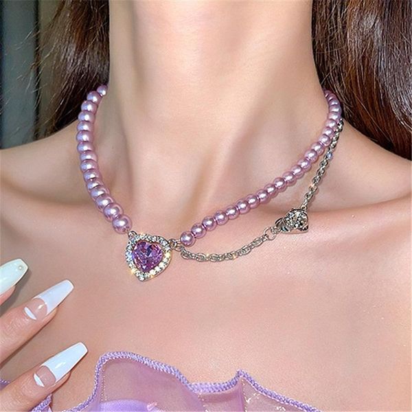 chokers korean purple crystal love heart necklace imitation pearl clavicle chain for women choker fashion jewelry gift, Golden;silver
chokers korean purple crystal love heart necklace imitation pearl clavicle chain for women choker fashion jewelry gift, Golden;silver