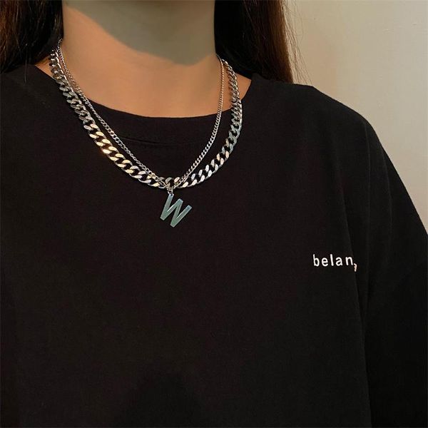 pendant necklaces double personality choker jewelry fashion accessories titanium steel letter w chain necklace for women girl gift, Silver
pendant necklaces double personality choker jewelry fashion accessories titanium steel letter w chain necklace for women girl gift, Silver