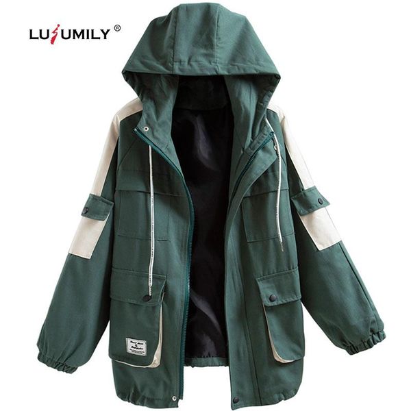 women's jackets lusumily 2021 military style spring jacket women hooded bomber spliced long sleeve windbreaker loose female, Black;brown
women's jackets lusumily 2021 military style spring jacket women hooded bomber spliced long sleeve windbreaker loose female, Black;brown