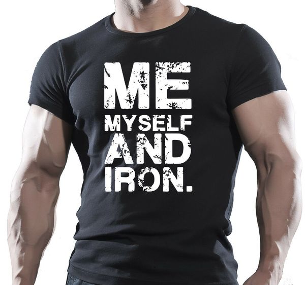 me myself and iron mens bodybuilding gym motivation t-shirt mma workout top, White;black
me myself and iron mens bodybuilding gym motivation t-shirt mma workout top, White;black