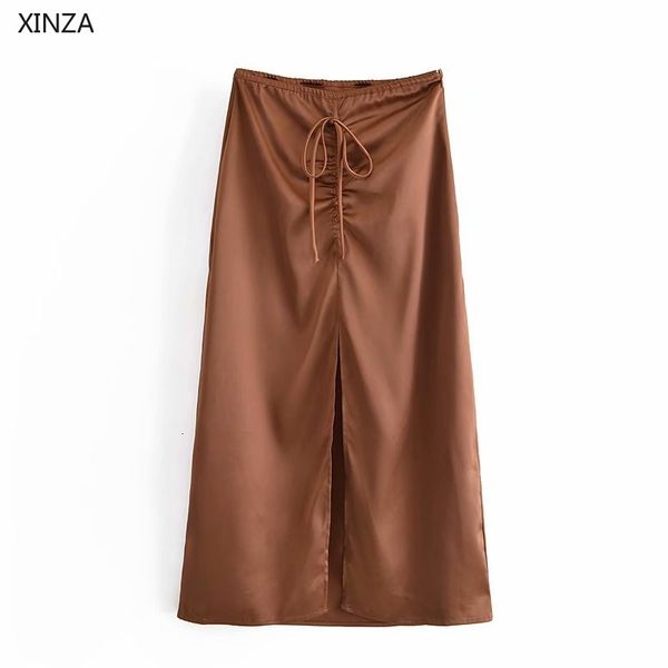 skirts women high waist ruched midi vintage elastic draped summer chic front slit woman elegant satin cxe9, Black
skirts women high waist ruched midi vintage elastic draped summer chic front slit woman elegant satin cxe9, Black