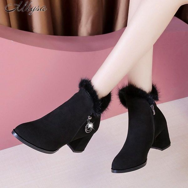 boots 2021 autumn winter thick heel women's shoes frosted fur mid-heel short round toe plus velvet women fashion w49, Black
boots 2021 autumn winter thick heel women's shoes frosted fur mid-heel short round toe plus velvet women fashion w49, Black