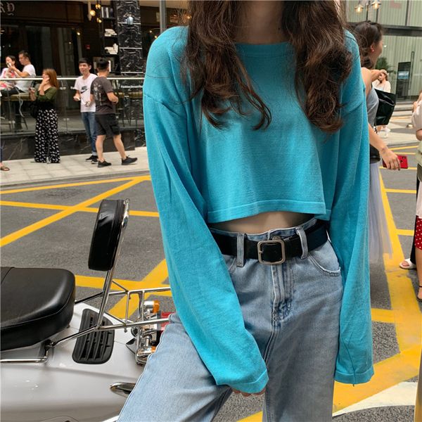 chic high waist solid long sleeve woman short tshirts spring midriff o-neck crop simple all-match femme tee 210514, White
chic high waist solid long sleeve woman short tshirts spring midriff o-neck crop simple all-match femme tee 210514, White