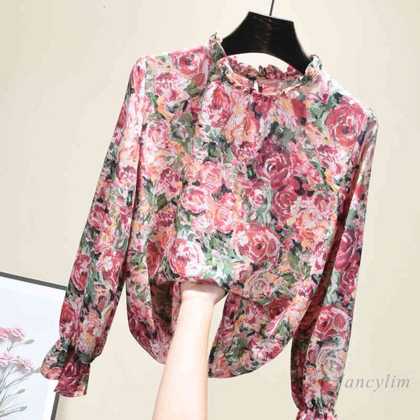 blouses women's floral shirt spring fashion korean style loose ruffled collar long sleeve bottoming chiffon lady blouses, White
blouses women's floral shirt spring fashion korean style loose ruffled collar long sleeve bottoming chiffon lady blouses, White
