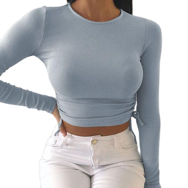 women's t-shirt casual solid o-neck long sleeve crop women side drawstring ruched white female tee shirt for clothing 2021
women's t-shirt casual solid o-neck long sleeve crop women side drawstring ruched white female tee shirt for clothing 2021