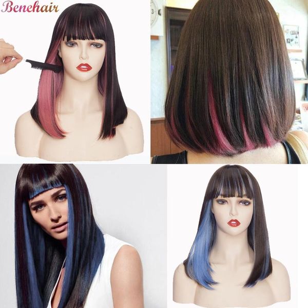 synthetic wigs benehair 17 highlight wig short straight with bangs colored cosplay ombre bob for women 2021 hair, Black
synthetic wigs benehair 17 highlight wig short straight with bangs colored cosplay ombre bob for women 2021 hair, Black