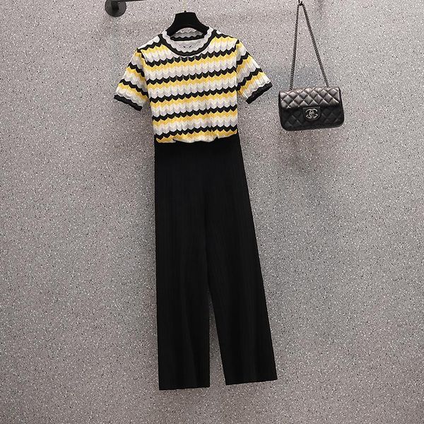 casual loose women two pieces set knitted stretchy striped t shirt lady wide leg pant long fashion suit 2 clothing women's piece pants, White
casual loose women two pieces set knitted stretchy striped t shirt lady wide leg pant long fashion suit 2 clothing women's piece pants, White