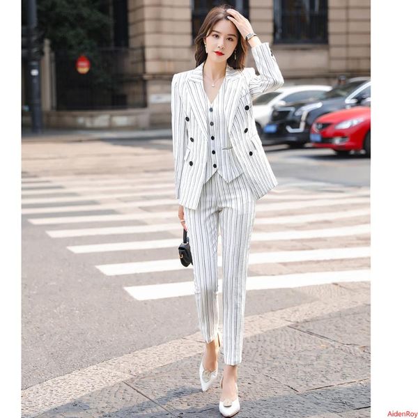 red white striped triple breasted suit pants & vest elegant blazer and trouser suits formal office lady work wear 3 pieces women's blaz, White;black
red white striped triple breasted suit pants & vest elegant blazer and trouser suits formal office lady work wear 3 pieces women's blaz, White;black