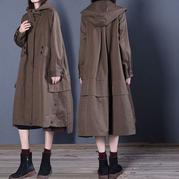 luxury women's short coat2021 autumn winter lazy style solid color hoodie loose and thin medium long windbreaker trendy british coat wo, Black;brown
luxury women's short coat2021 autumn winter lazy style solid color hoodie loose and thin medium long windbreaker trendy british coat wo, Black;brown