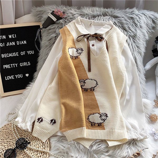 women's sweaters spring and autumn style college knitted vest casual fashion cotton c2ou, White;black
women's sweaters spring and autumn style college knitted vest casual fashion cotton c2ou, White;black