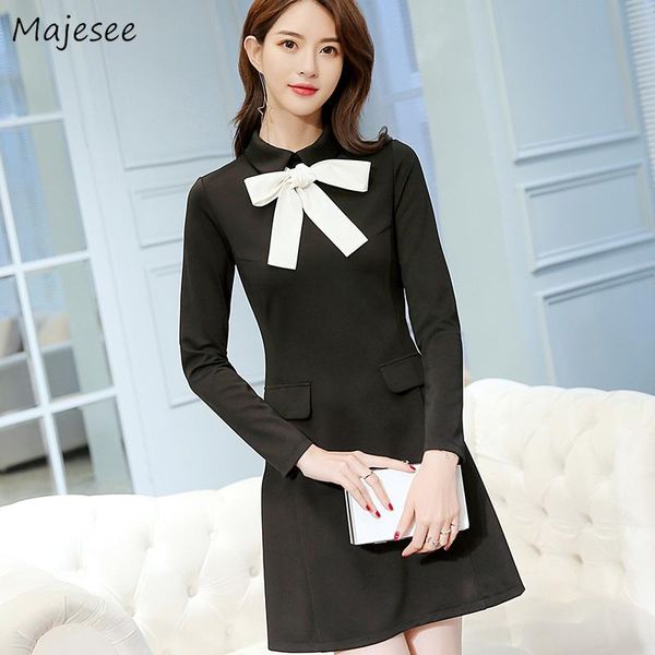 women dress elegant black solid causal slim long sleeve dresses womens korean fashion bow novelty ladies temperament all match casual, Black;gray
women dress elegant black solid causal slim long sleeve dresses womens korean fashion bow novelty ladies temperament all match casual, Black;gray