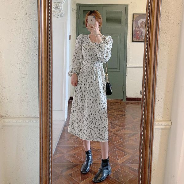 casual dresses s- 3xl spring floral dress large size cotton chiffon long white bohemian elegant lady sleeve vintage, Black;gray 
casual dresses s- 3xl spring floral dress large size cotton chiffon long white bohemian elegant lady sleeve vintage, Black;gray