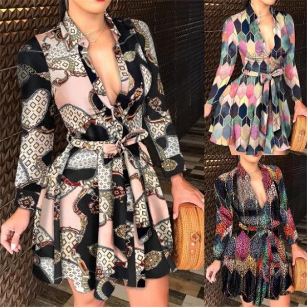 casual dresses women long sleeve tie fashion printed dress lace up button down chain print lapel neck party oversized shirts, Black;gray
casual dresses women long sleeve tie fashion printed dress lace up button down chain print lapel neck party oversized shirts, Black;gray