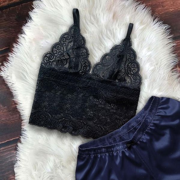 pijama pajamas satin lace women sleepwear v neck camisole bowknot shorts set lingerie, Black;red
pijama pajamas satin lace women sleepwear v neck camisole bowknot shorts set lingerie, Black;red