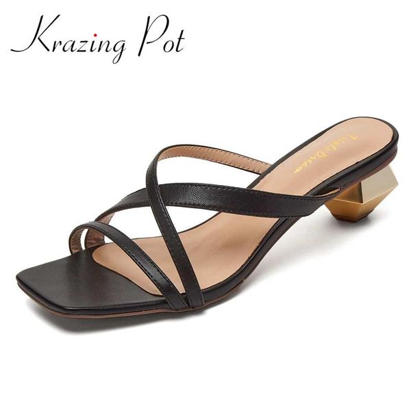 sandals krazing pot cow leather open toe med heels solid young lady high fashion daily wear cozy strange style slip on women l36, Black
sandals krazing pot cow leather open toe med heels solid young lady high fashion daily wear cozy strange style slip on women l36, Black