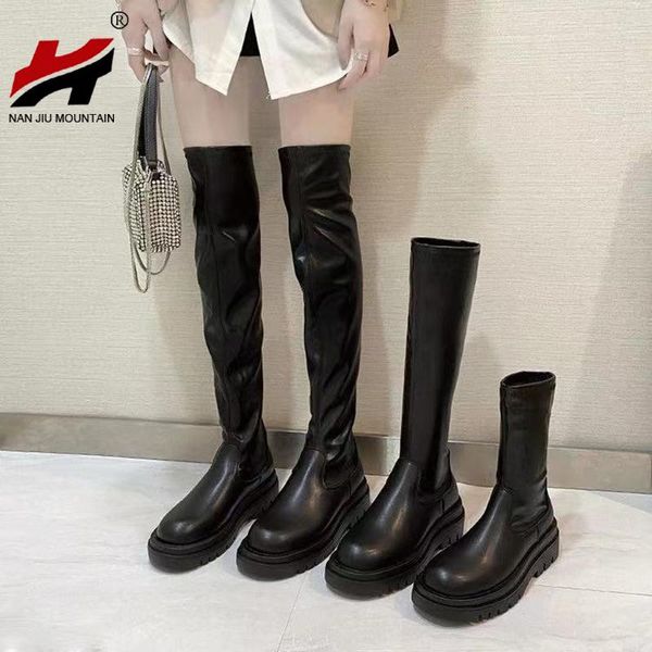 boots 2021 flat women elasticity leather round head platform shoes black simple over the knee thin
boots 2021 flat women elasticity leather round head platform shoes black simple over the knee thin