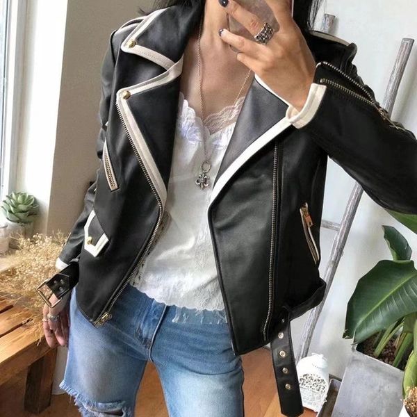 women's leather & faux haining sheepskin locomotive short clothes 2021 spring and autumn fashion black jacket 
women's leather & faux haining sheepskin locomotive short clothes 2021 spring and autumn fashion black jacket