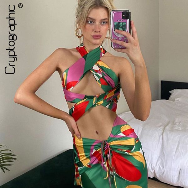 fashion print halter cut-out lace up and skirt bodycon outfit two pieces ruched club party matching setby air, Black;gray
fashion print halter cut-out lace up and skirt bodycon outfit two pieces ruched club party matching setby air, Black;gray