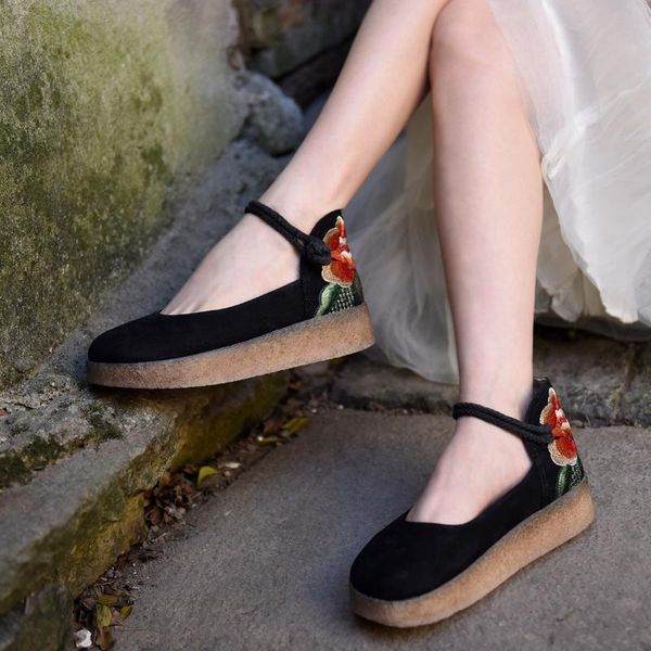 dress shoes artmu original women's wedges retro embroidery flowers single leather platform button thick sole vintage, Black
dress shoes artmu original women's wedges retro embroidery flowers single leather platform button thick sole vintage, Black