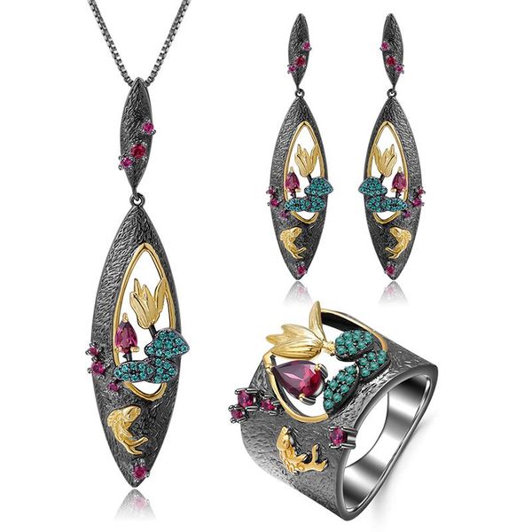 gem's ballet natural rhodolite garnet gemstone jewelry set 925 sterling silver handmade lotus pond scenery for women bracelet, earrings, Black
gem's ballet natural rhodolite garnet gemstone jewelry set 925 sterling silver handmade lotus pond scenery for women bracelet, earrings, Black