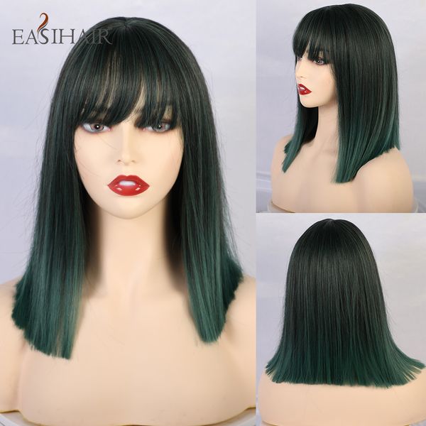 medium dark green ombre synthetic wigs with bangs for women straight hair bob wigs wavy heat resistant cosplay wigs, Black
medium dark green ombre synthetic wigs with bangs for women straight hair bob wigs wavy heat resistant cosplay wigs, Black