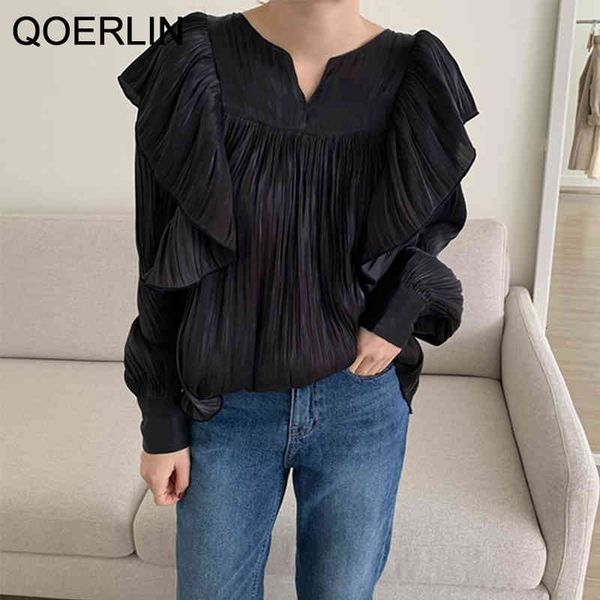 blouses minimalism sweet luster ruffle shirt ivory lantern sleeve pleated black blouses woman fashion elegant summer, White
blouses minimalism sweet luster ruffle shirt ivory lantern sleeve pleated black blouses woman fashion elegant summer, White